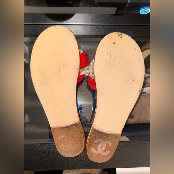 Chanel Red/Cream Tweed and Pearl Cuba Slides (EU size: 40) - Picture 4 of 6